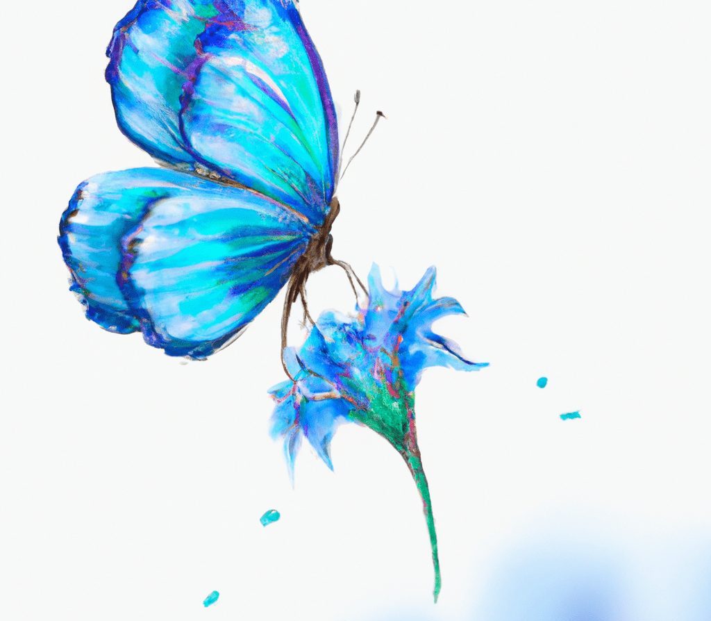 dalle-2024-02-24-09.51.23-make-me-a-illustrated-colored-butterfly-flying-on-a-blue-flower-that-looks-like-being-painted-2
